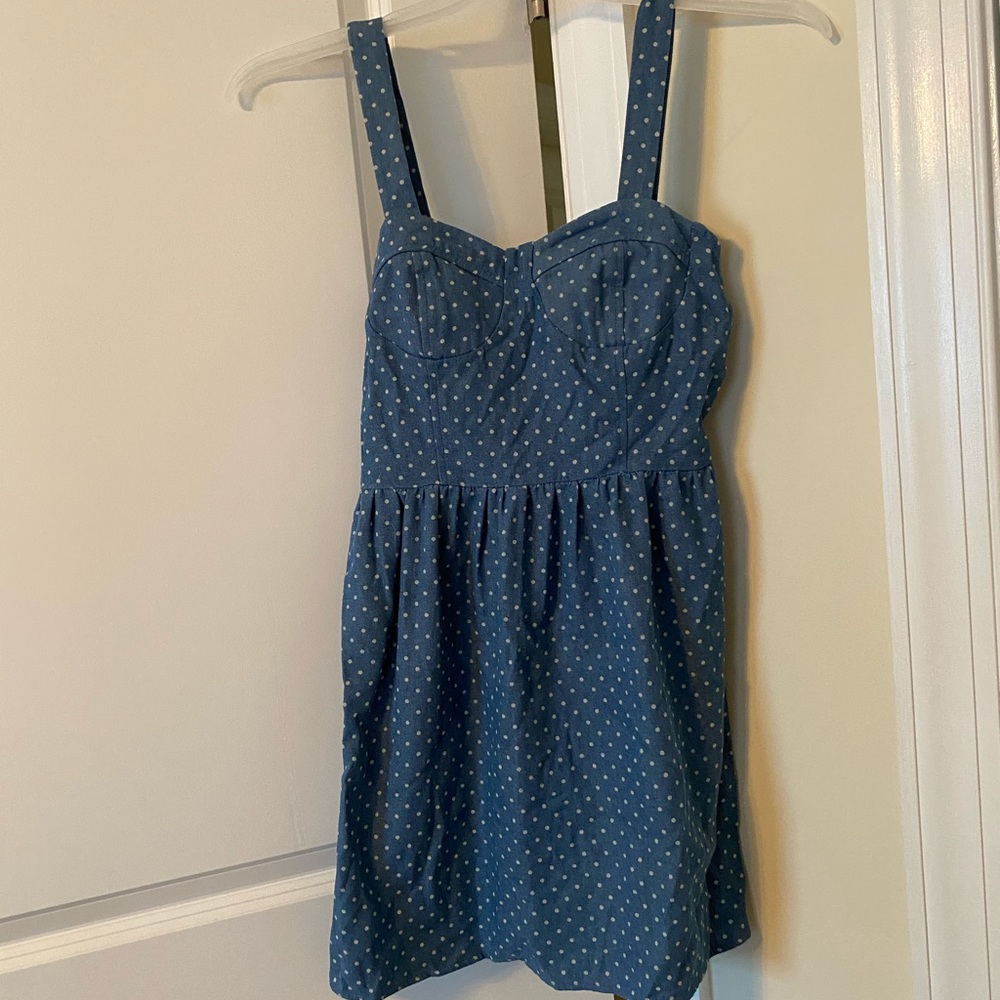 Denim polka dot dress. Size extra small.